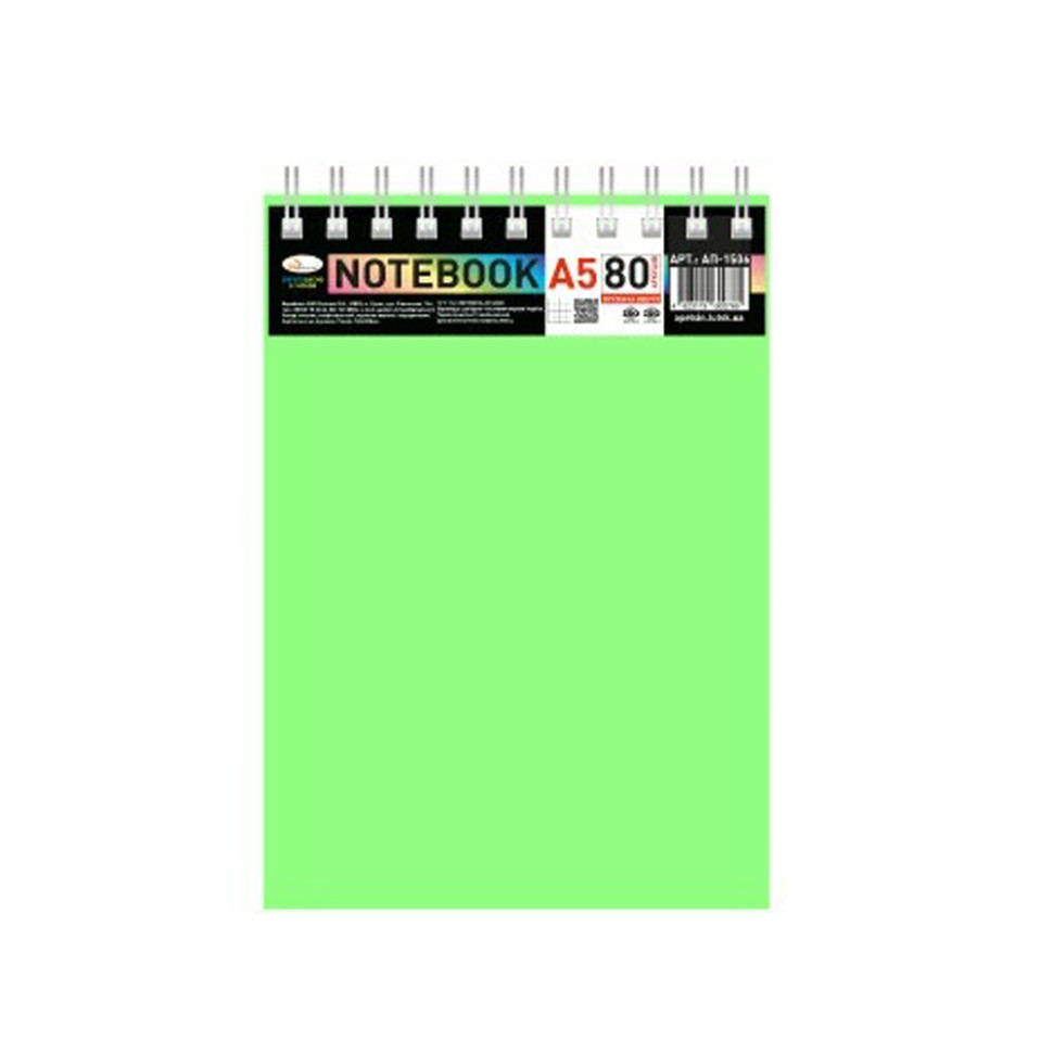 Блокнот А5 В-БП5-80(Light Green) 80 листов, пружина сверху