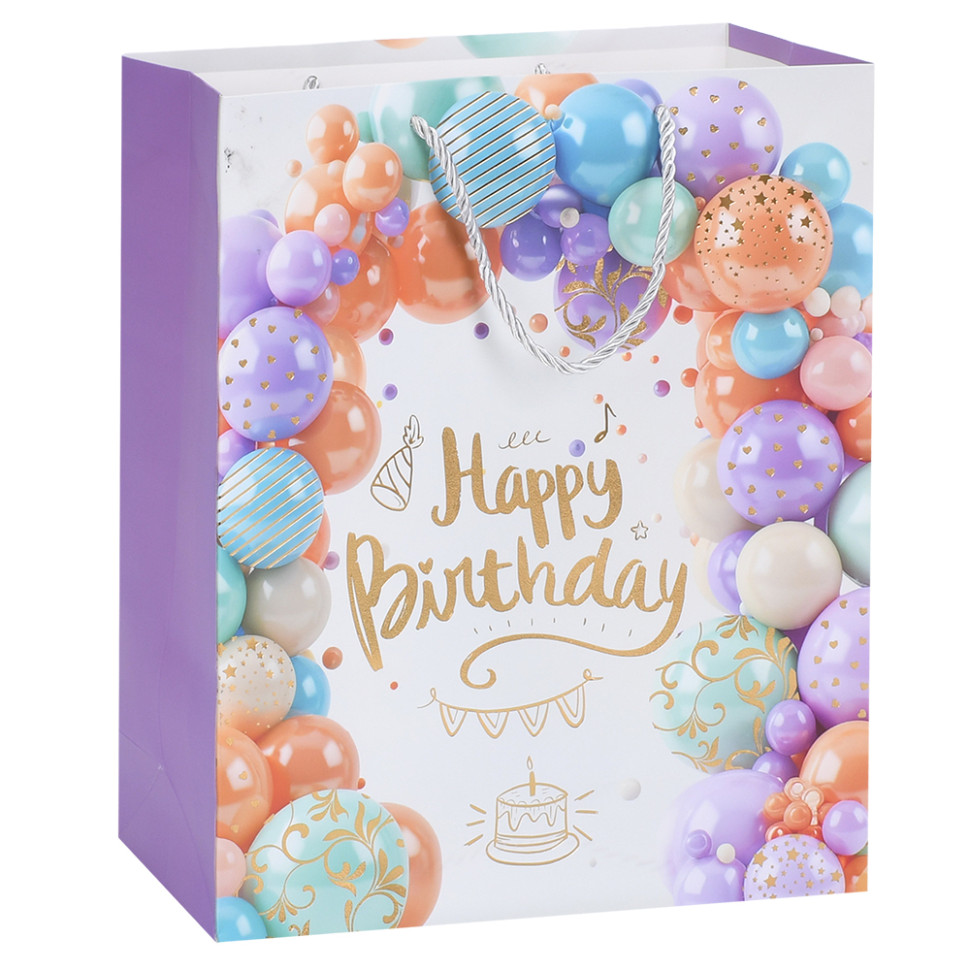Пакет подарочный Happy Birthday MK 5951-M-4 размер 32х26х10 см