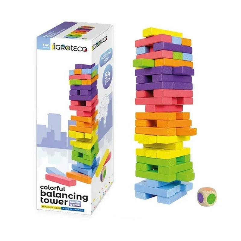 Настольная игра "Башня-балансир Дженга" 900781 с кубиком