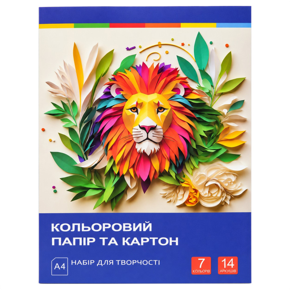 Набор цветной бумаги и картона 11В-018-1 односторонняя, 7 цветов, 14 листов